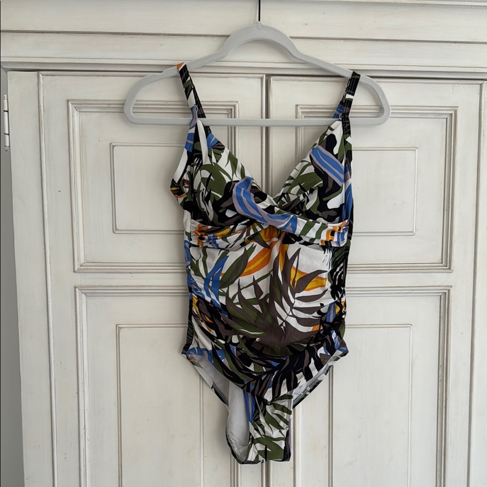 Calvin Klein Multicolor Tropical Print One Piece Swimsuit Adjustable Straps